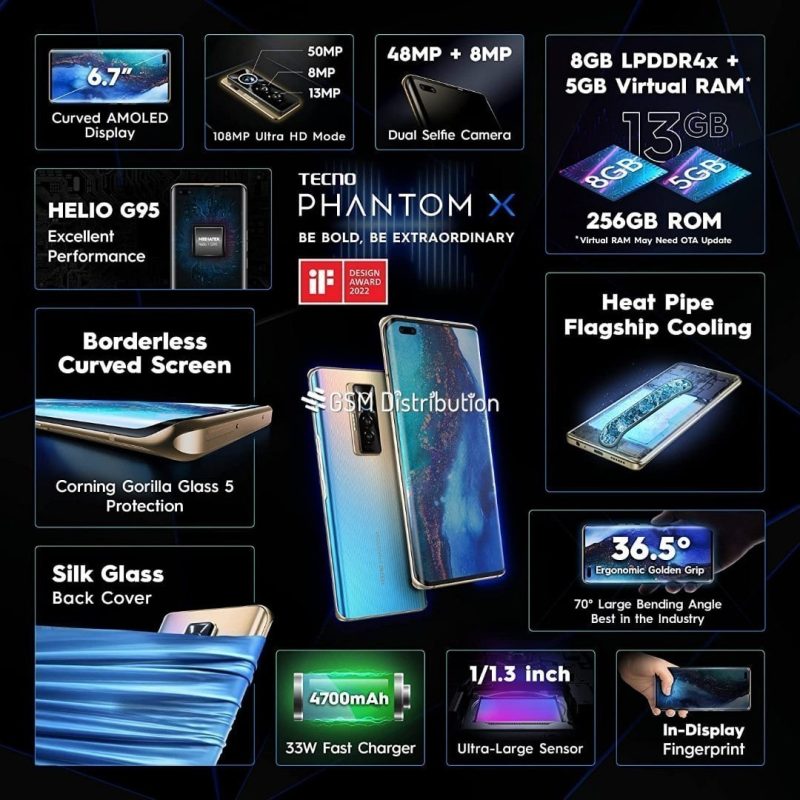 Tecno Phantom X 256 Gb 8 Gb RAM Or